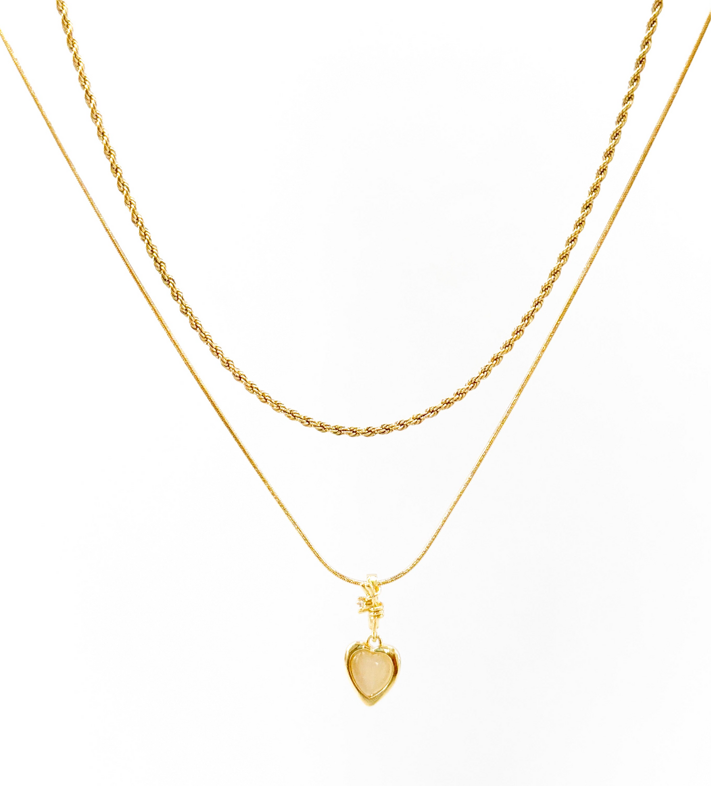 LAYERED TWIN CHAIN HEART