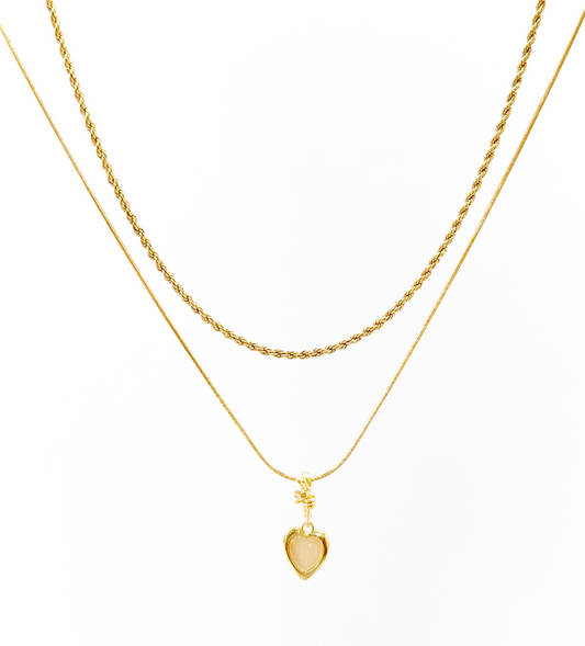 LAYERED TWIN CHAIN HEART
