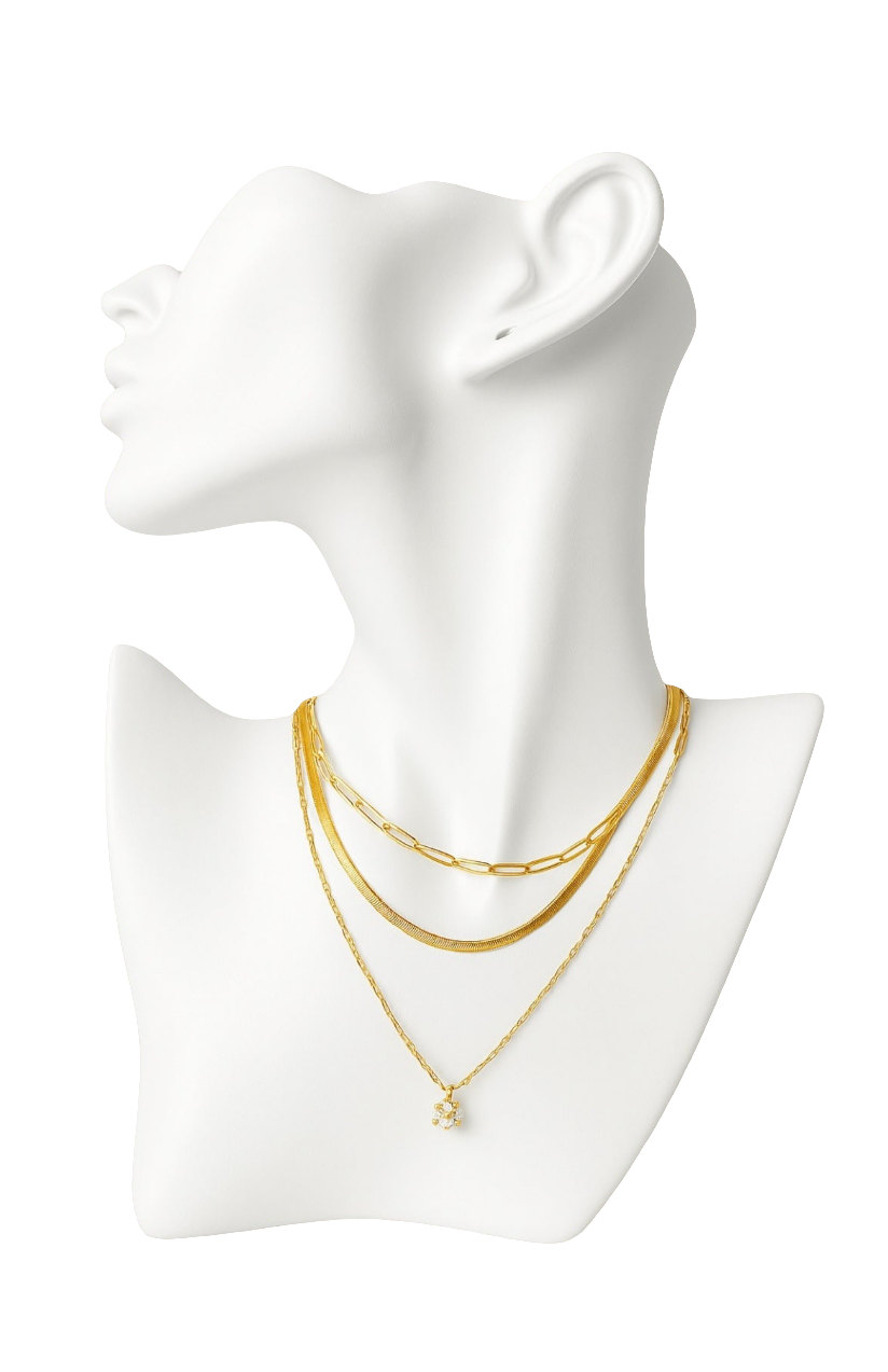 TRIO TONE MODERN NECKLACE STACK