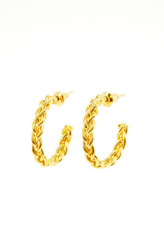 WOVEN GOLD HOOPS